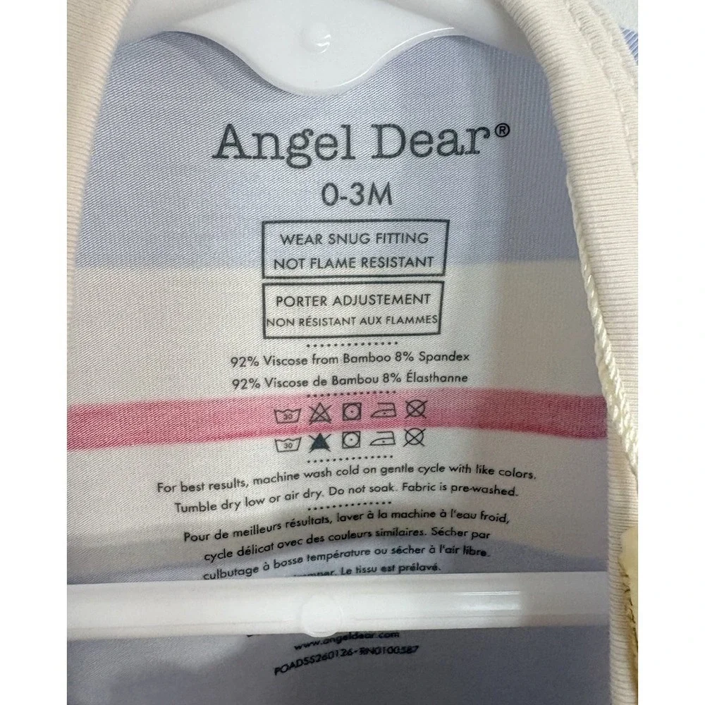 Angel Dear Baby Boy 0–3M Blue Red Stripe Zipper Footie Pajamas NWT Bamboo